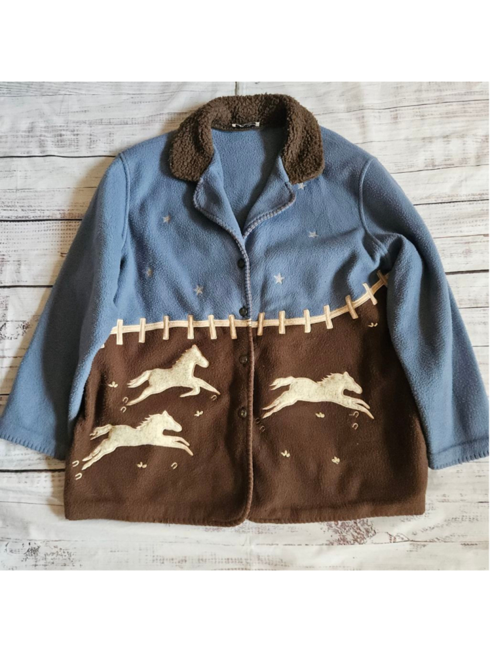 Vintage Alfred Dunner Horse Prairie Fleece Western Cowboycore Jacket